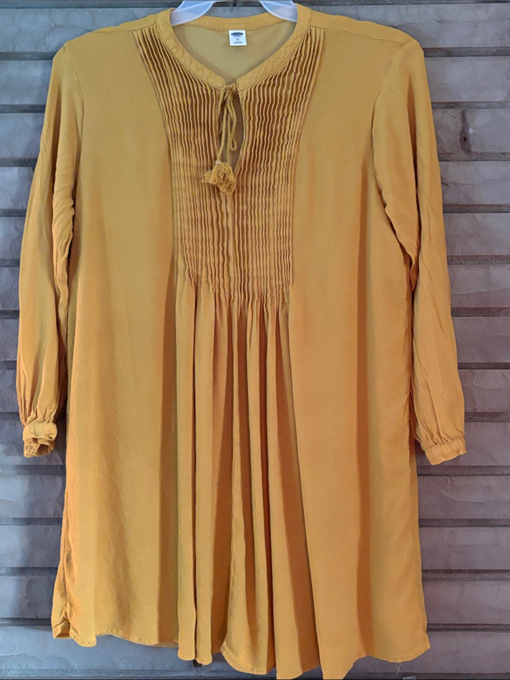 Mustard Yellow Pintuck Peasant Tunic